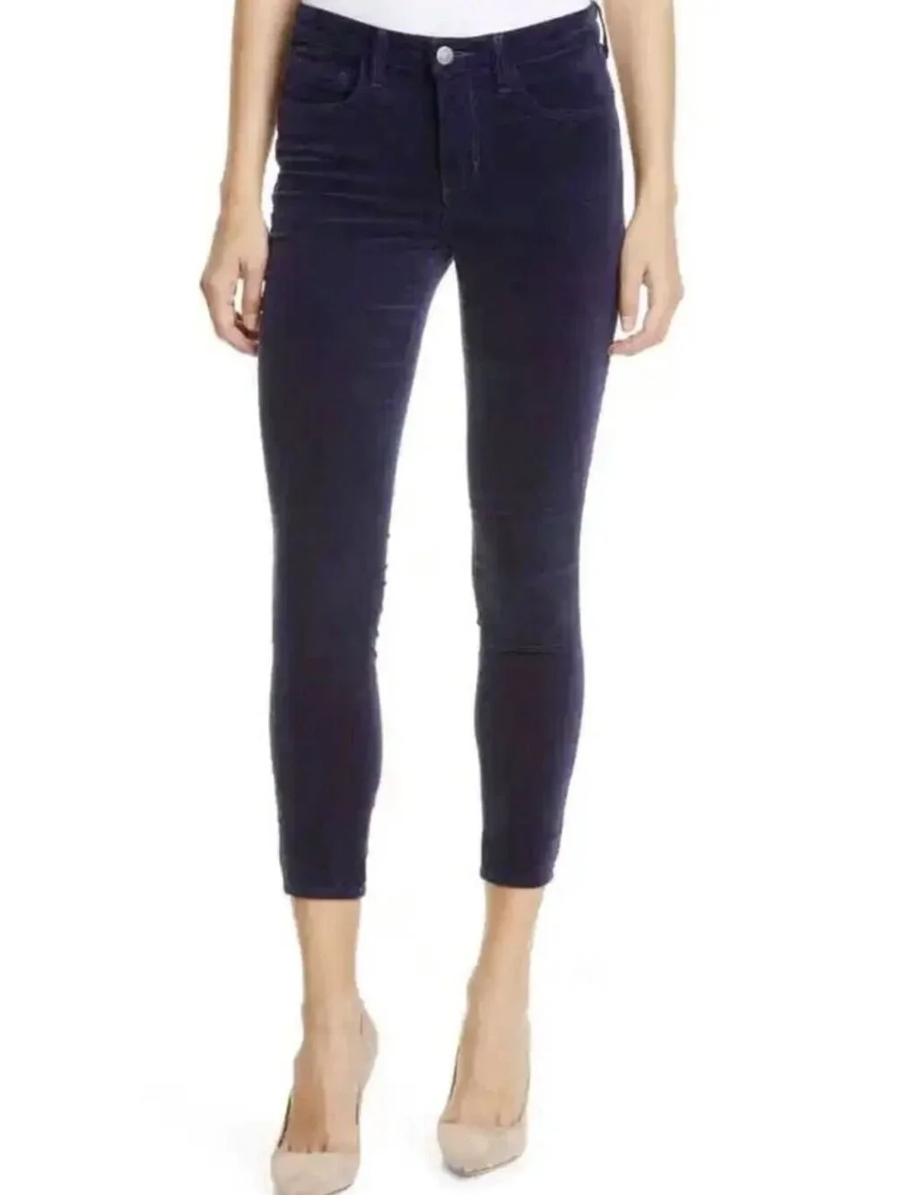 L'AGENCE Margot Skinny High Rise Jeans Stargazer Velvet Navy Size 27